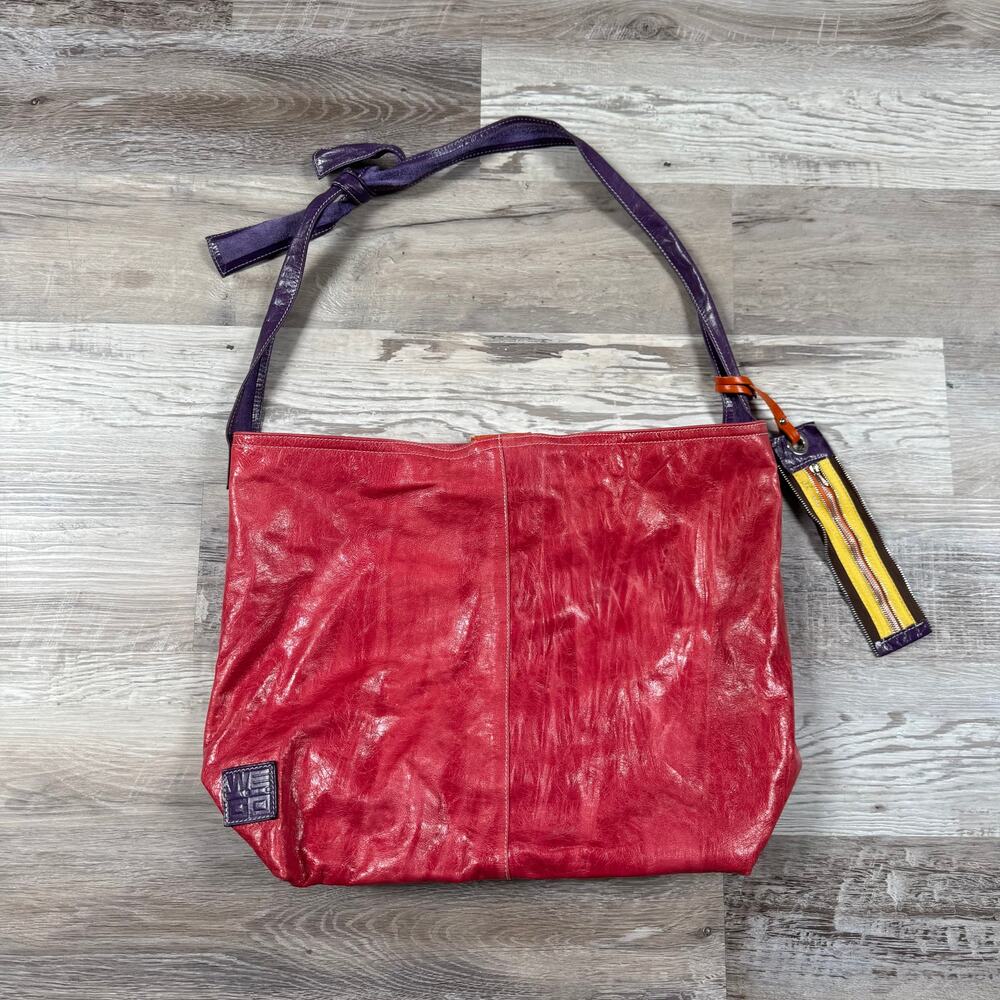 Vintage 90s W.E.G.O Pink Leather Slouchy Shoulder Bag Indie Sleaze Y2K Italian